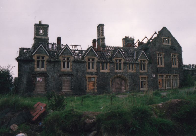 The tragic end of Cefn Mably. After the fire it became a set of very expensive flats.