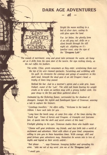 Publicity leaflet for The Dragon's Lair - Derby (guess who wrote this?)